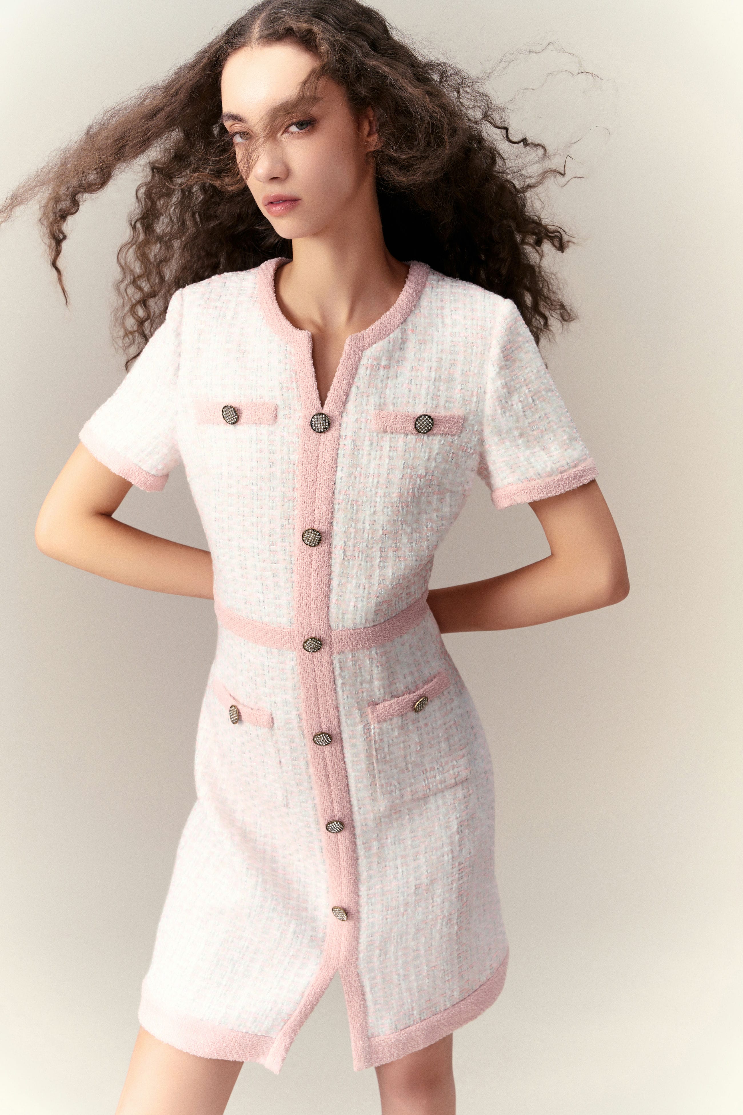 Pink Lady Classic Tweed Dress