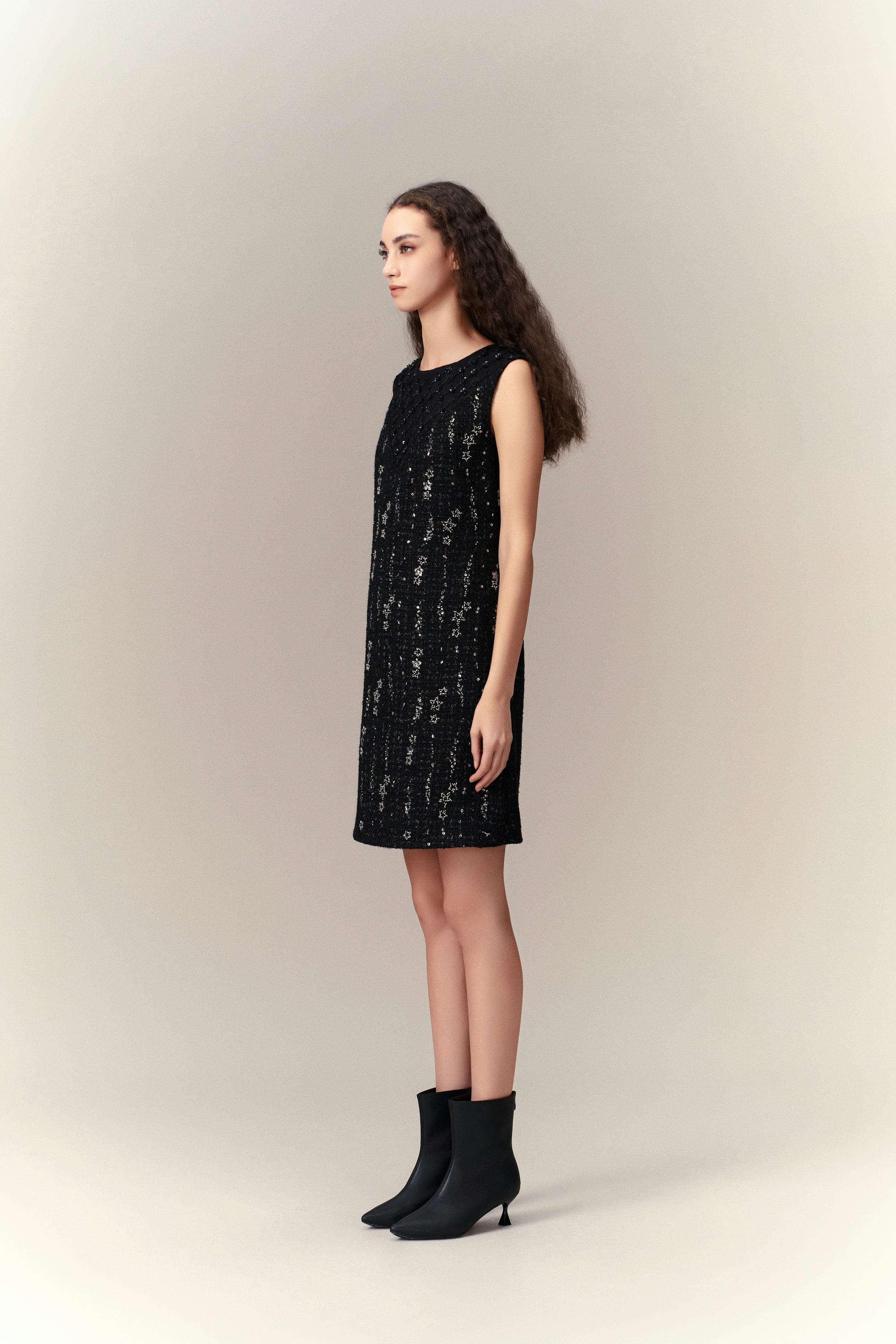 Meteor Shower Embellished Sleeveless Dress