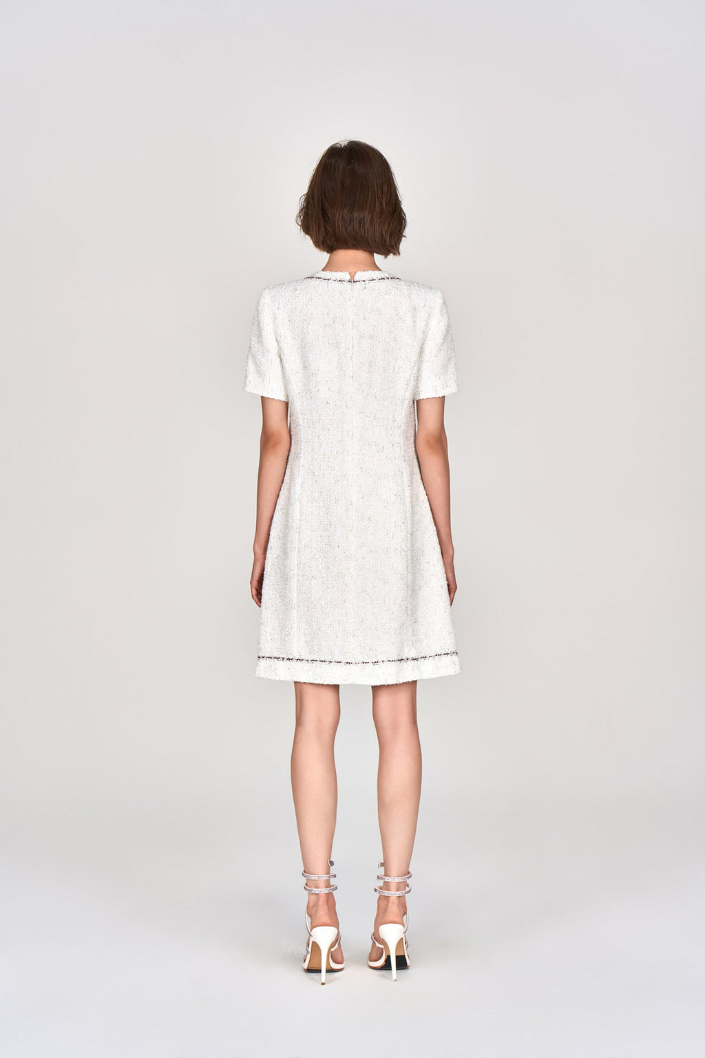 White Lurex Lightweight Tweed Dress